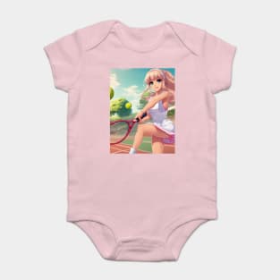 anime girl holding a tennis racquet Baby Bodysuit